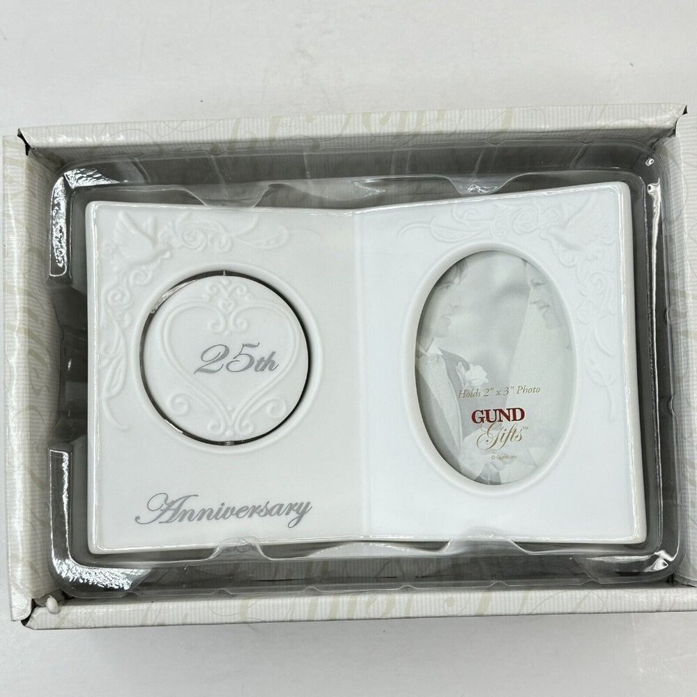 Gund Gifts Hearts United Porcelain 25th Anniversary Wedding Picture Frame 60556
